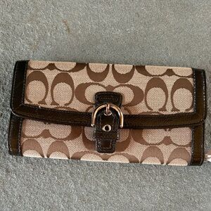 Coach Brown/Tan Signature Buckle Wallet